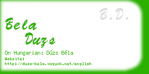 bela duzs business card
